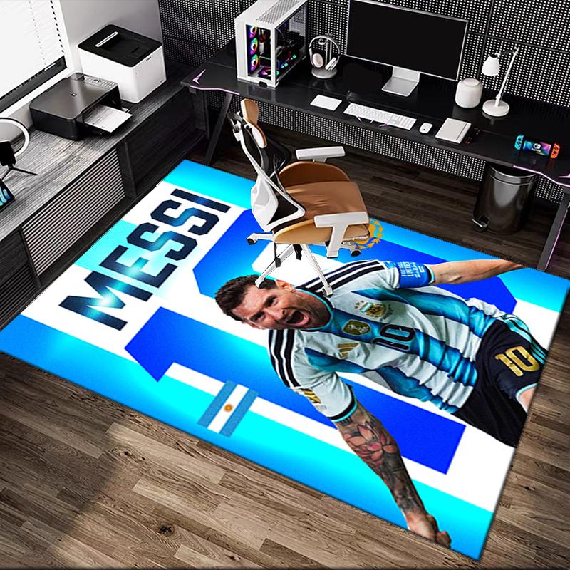 1pc Football Star Messi Printed Chair Rug for Home Office Use, Living Room Kitchen Game Room Area Carpet