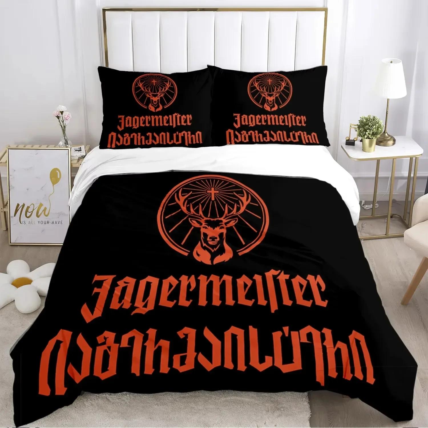 

Новий комплект постільної білизни J-Jagermeister з оленем Kawaii, покривало, ковдра та наволочки Односпальний, Двоспальний, Queen, King AU King 240x210cm