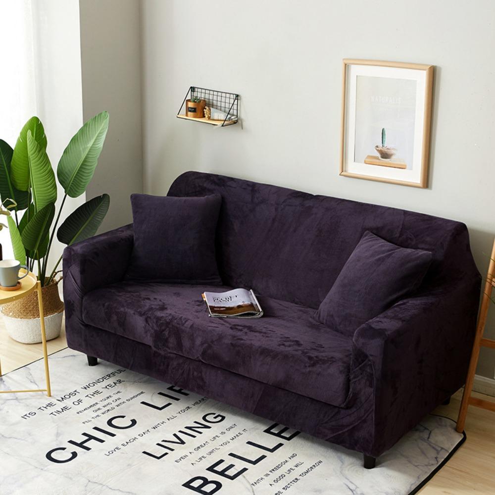 

Thickened Sofa Cushion Cover All-inclusive Universal Cover Elastic Short Plush Solid Color Sofa Cover single 90-140cm