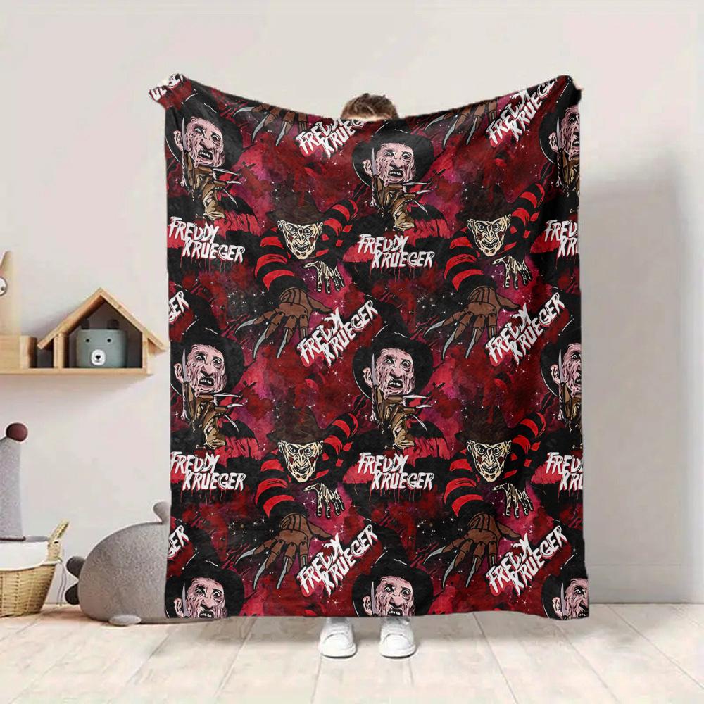 1pc A Nightmare on Elm Street Flannel Throw Blanket - HD Printed Lightweight Soft Warm All-Season Blanket for Sofa, Bed, Travel, Camping 080