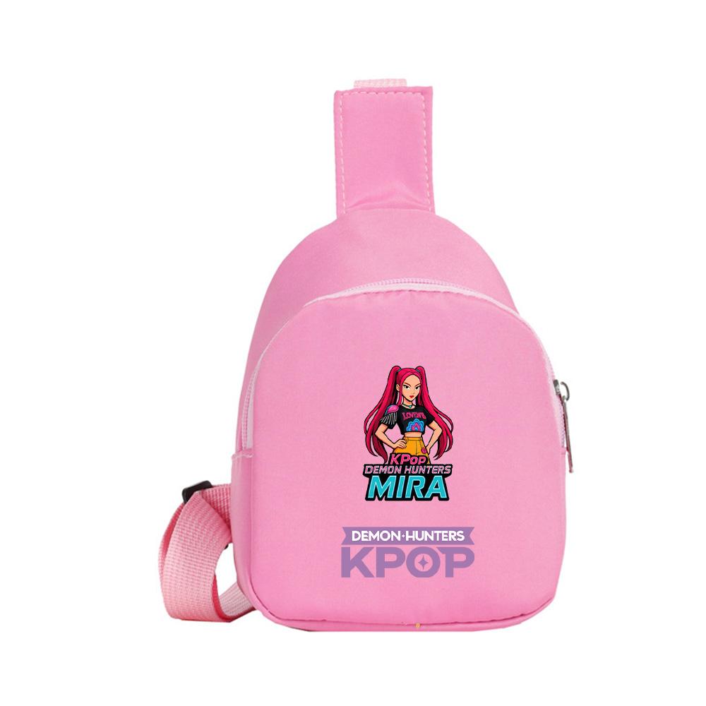 Anime Cartoon K-Pop Demon Hunters Printed Kawaii Chest Pack for Boy Girl Shoulder Bag Student Portable Crossbody Pouch Kid Gift