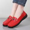 Women Simple Red Loafers Leather Driving Moccasins Comfort Flats Black Casual Slip on Plus Size Black Shoes