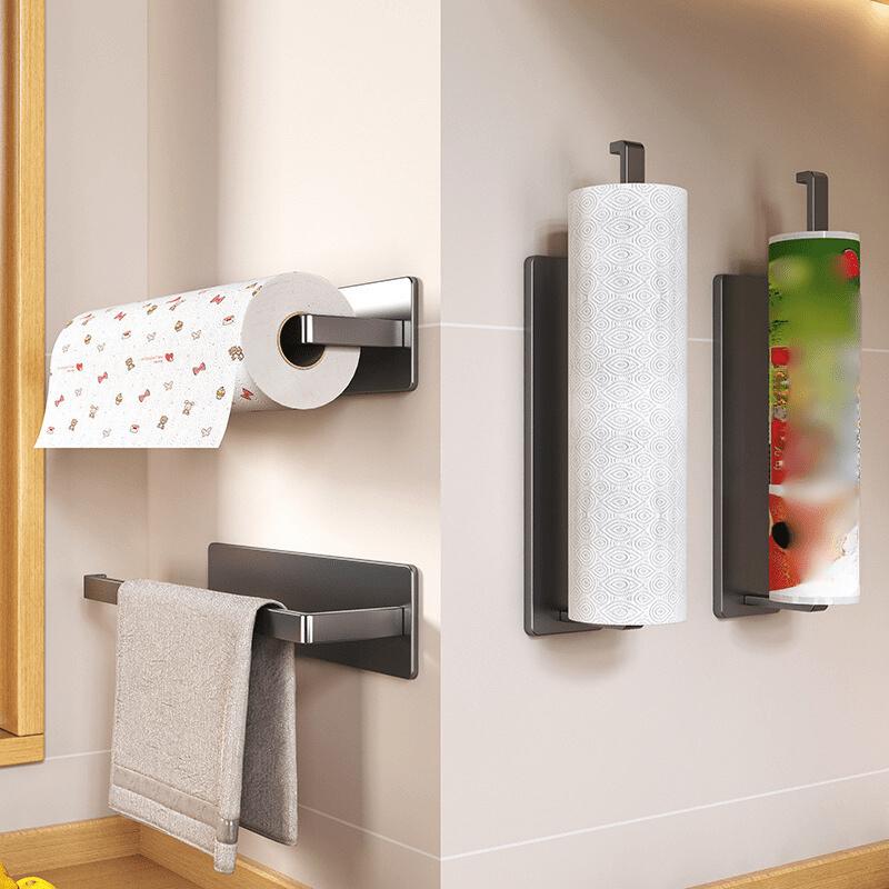 1PC No-Drill Wall-Mounted Paper Towel Holder - Strong Adhesive Space-Saving Dispenser for Kitchen Bathroom