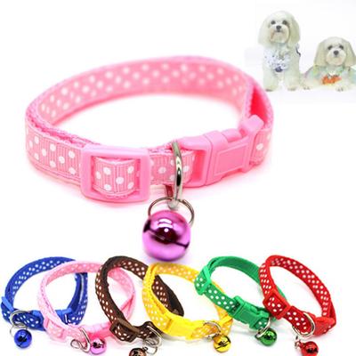 Moda Cane Cucciolo Gatto Gattino Fibbia Carino Pois Stampa Campanello Regolabile Collare per Animali Domestici