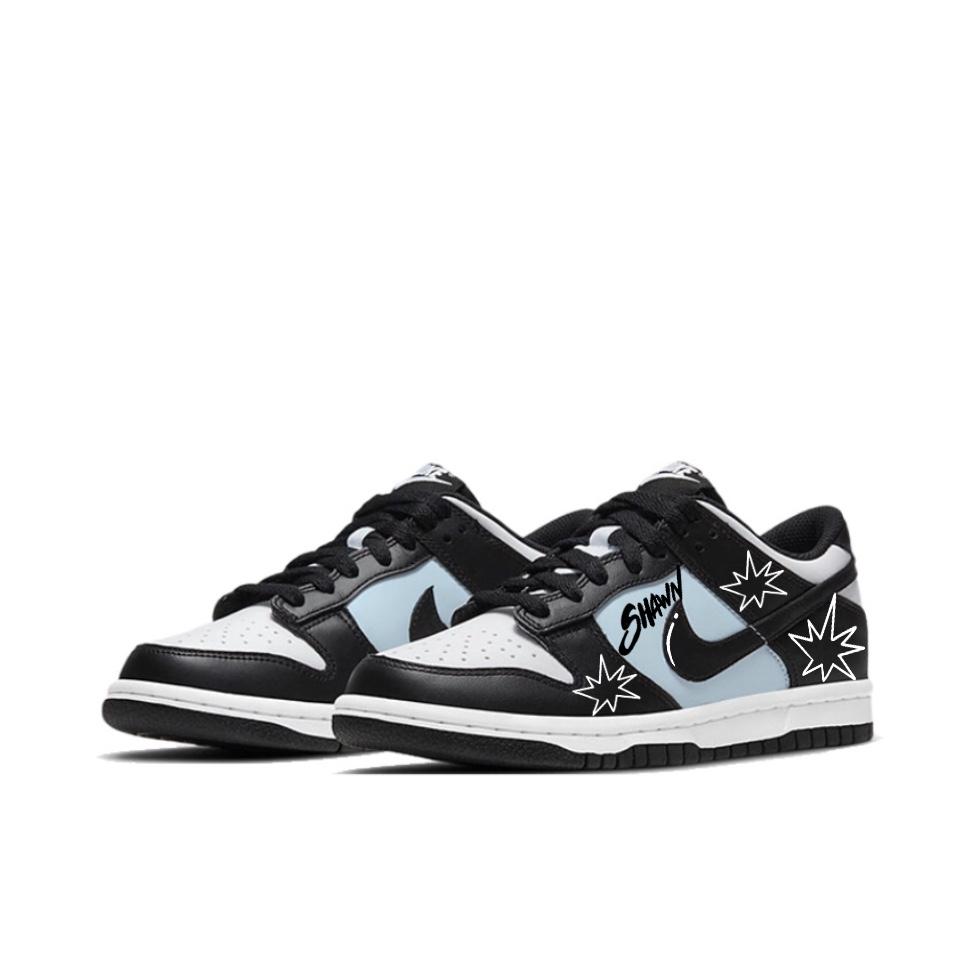 Nike Dunk SB Blue Flame Ice Star, Classic Fashion Abrasion Resistant Low Top Skateboard Shoes Unisex Black Blue DD1391-100(Team641-)