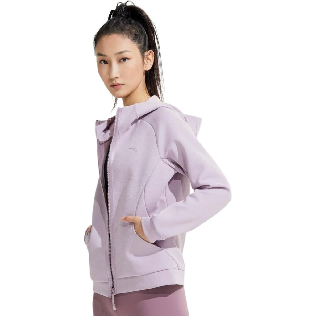 Anta Comfortable Simple Hooded Zipper Sports Jacket Women Jackets Pearl-Purple 162417744-3