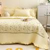 New Chiffon Summer Quilt Set Quilted Girl Heart Washed Cotton Ruffled Double Bed Cover