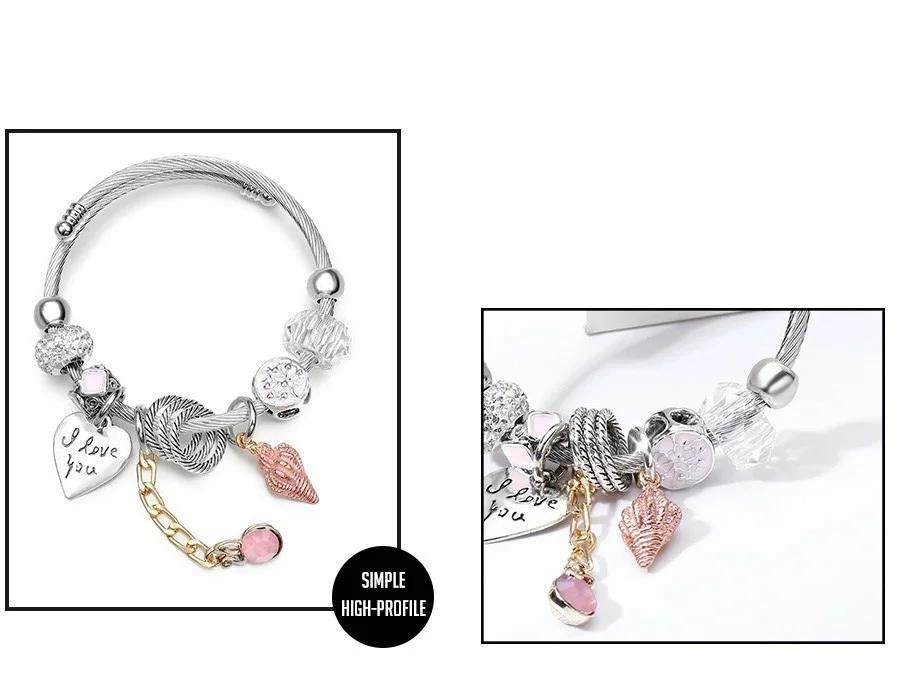 Steampunk Love Fashion Bracelet Bracelet Jewelry Sea Shell Charm Cuff Bracelet Fashion Wire Chain Jewelry Gift