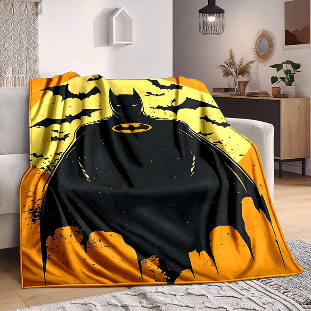 1pc Batman Flannel Throw Blanket - HD Printed Lightweight Soft Warm All-Season Blanket for Sofa, Bed, Travel, Camping 120