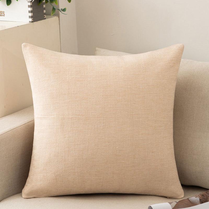 Modern Minimalist Solid Color Cotton Linen Throw Pillow for Sofa, Bed, or Office - Square Lumbar Cushion