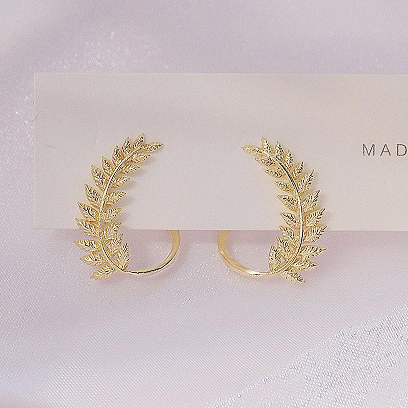 Leaf Shape 14k Gold Plated Earrings Feminine Glamour Jewelry Gifts Valentine 'S Day Gifts Ladies Girls Luxury Accessories