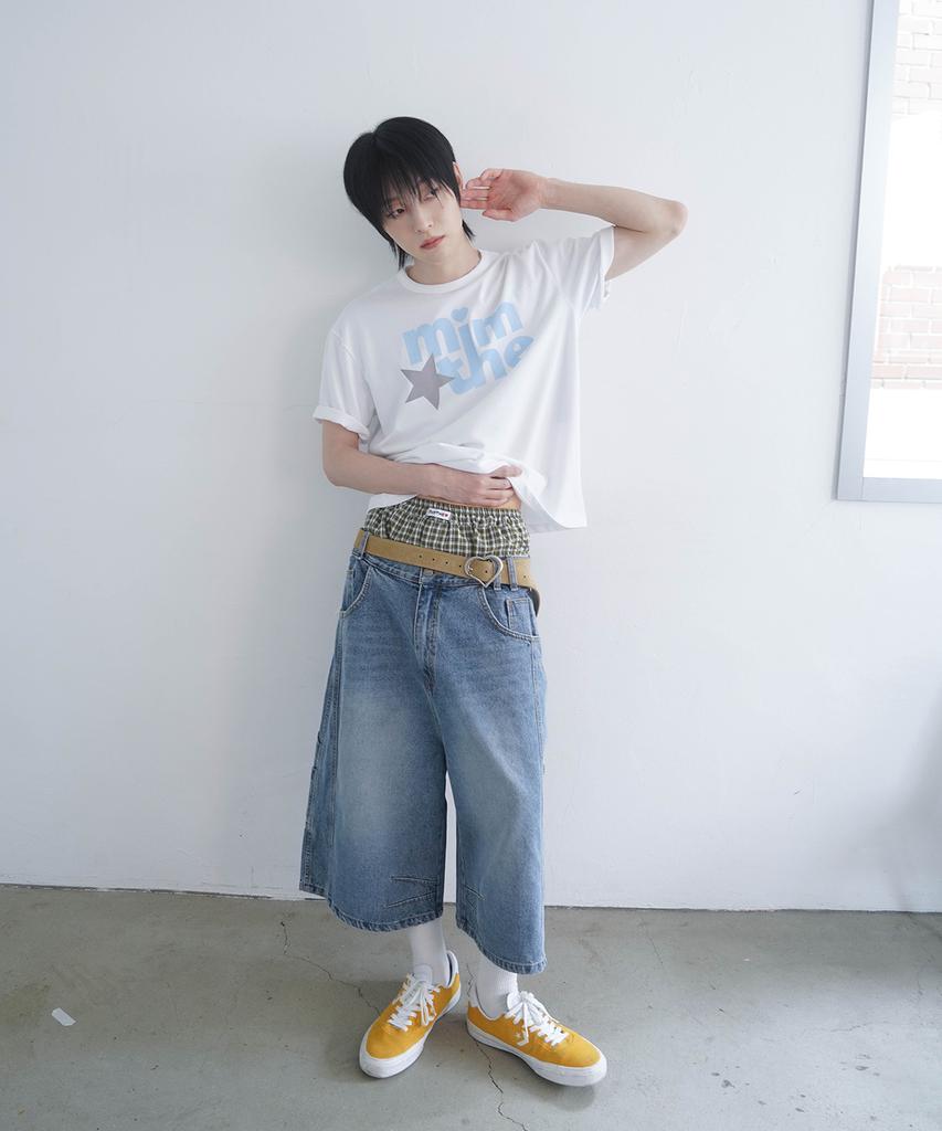 Mimdeowodeulobeu Argyle Bermuda Denim Pants