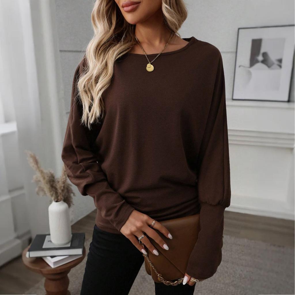 Women's Fashion Round Neck  Splicing Long Sleeve Top