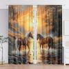 2 Pieces of Sunset Stream Horse Printed Curtains,30*65 Inches, Home Decoration, Room Decoration