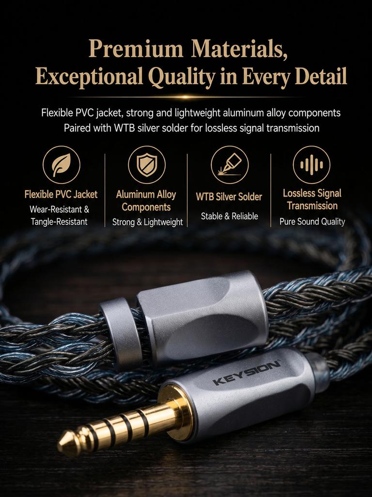 KEYSION 24 Core 5N OFC High Purity HIFI Earphone Upgrade Balance Cable 3.5/4.4mm Plug MMCX/0.78 2Pin/for TFZ IEM Headphone Cable