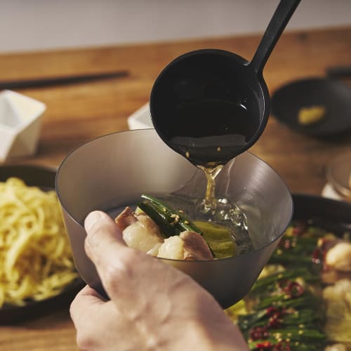 H Concept +d Tate Otama Mini, Black (D-502-BK), Standing Ladle with Small Plate, Space-Saving Design