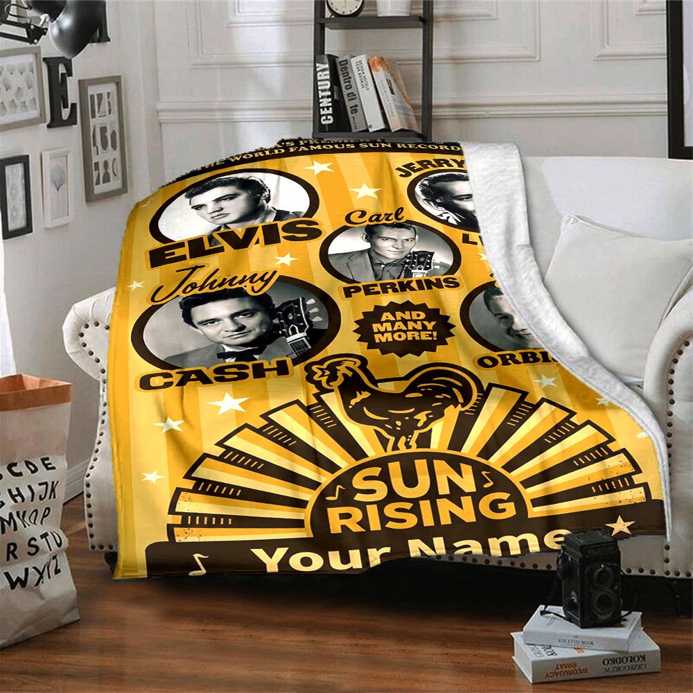 Elvis Presley Personalized Name Blanket Throw Customizable Blanket Durable Comfort Versatile for Office Office Chair Picnics Nap Four Seasons Universa