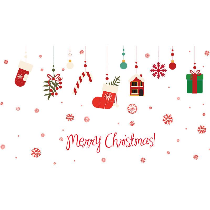 Red Christmas pendant wall sticker bedroom living room window glass wall fringed self-adhesive waterproof sticker