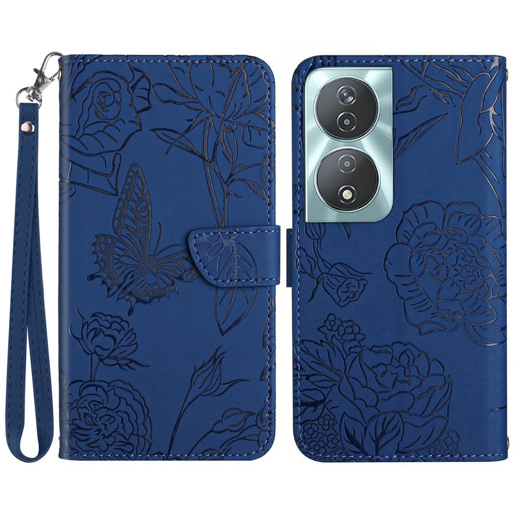 HT03 For Honor 90 Smart/X7b 4G Wallet Phone Stand Cover PU Leather Phone Case with Wrist Strap