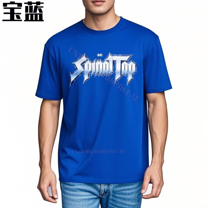 Unisex T Shirts Black Crew Neck Tshirt Spinal Tap Logo In Blue Casual Basic T Shirt Hiphop Lightweight Tee Quickdry