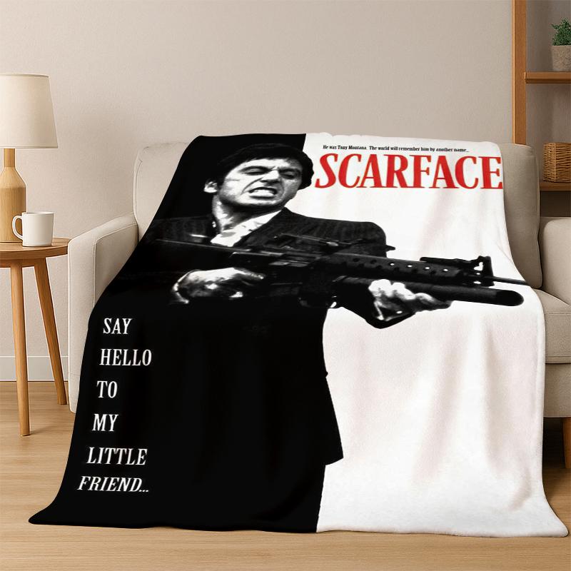 Scarface Classic Movie Tony Flannel Blanket Soft Warm Blanket Throw Blanket for Bedroom Living Room Bed Travel Picnic Gift kid