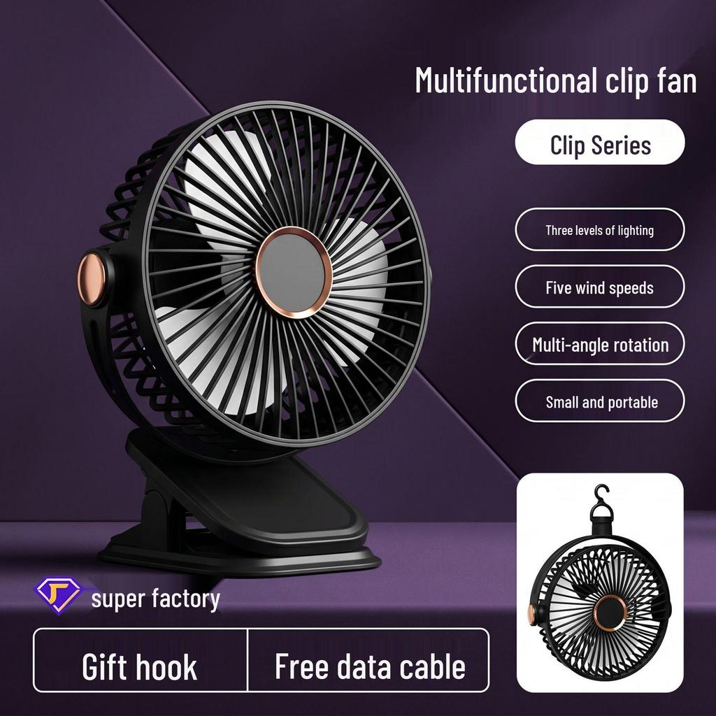 Portable Folding Desktop Fan with Long Battery Life - Clip, Stand, or Hang for Office Use