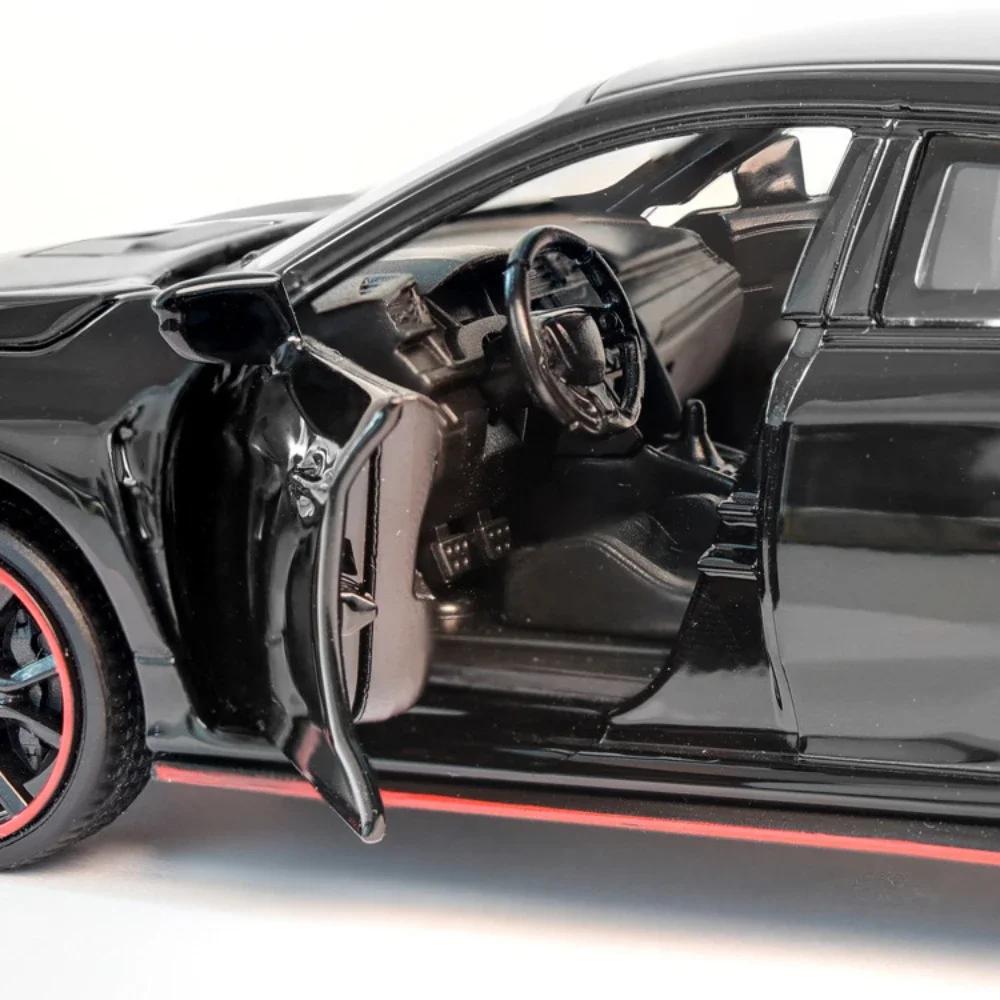 AAALW1 1:32 Scale Honda CIVIC TYPE-R Alloy Diecast Toys Cars Models with Sound Light Miniature Vehicles Children Adult Birthday Gifts