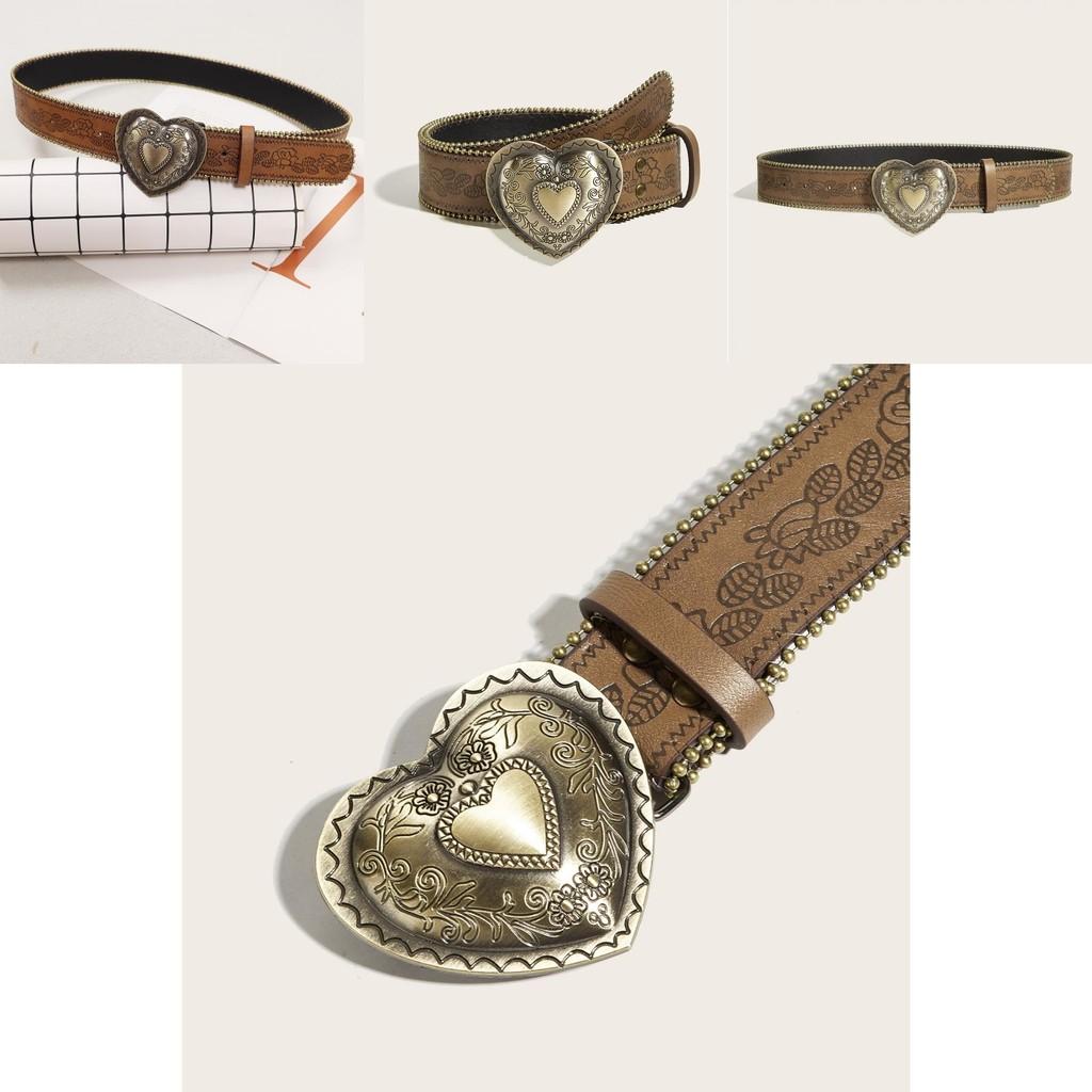 Style Pu Leather Belt With Alloy Snap Closure And Retro Rivet Detail For Youth Fashion