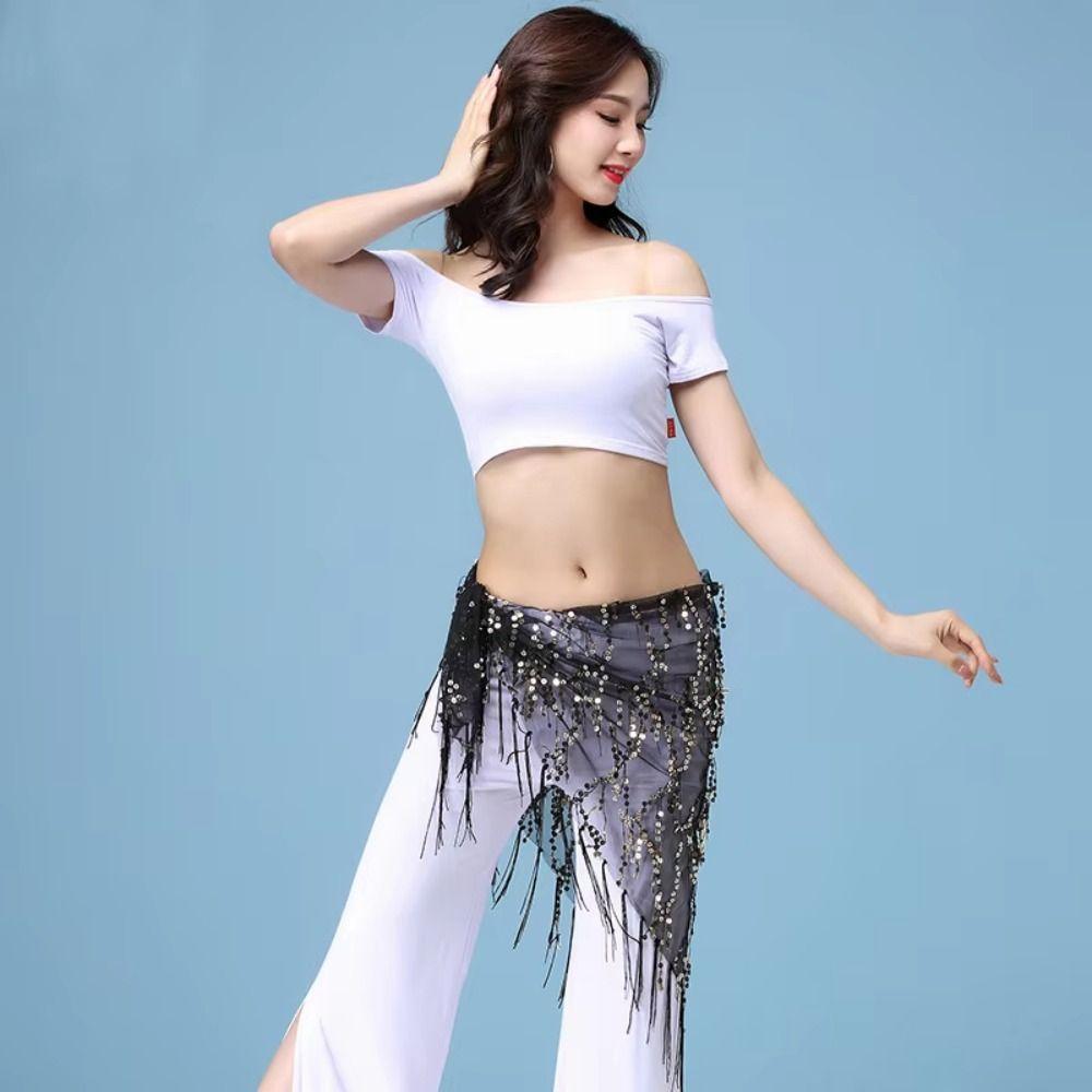 Shiny Sequins Belly Dance Hip Scarf Tassel Women Waist Chains Belly Dance Belt  Dance Costumes
