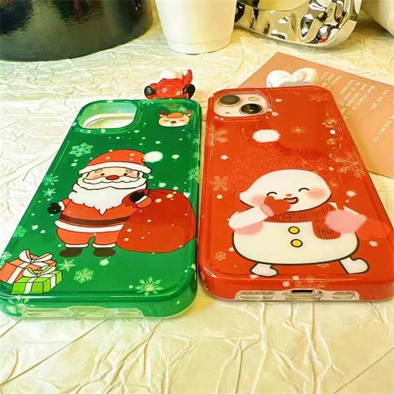 Fashion Cartoon Santa Claus Christmas Phone Case For iPhone 16 15 14 13 Pro Max IMD Color Bumper Cover Fundas New Year Gifts
