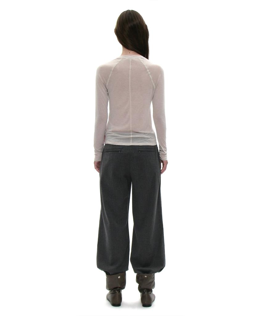 PARTIMENTO WOMEN Pwc Sheer Raglan Long Sleeve Tee_Ecru