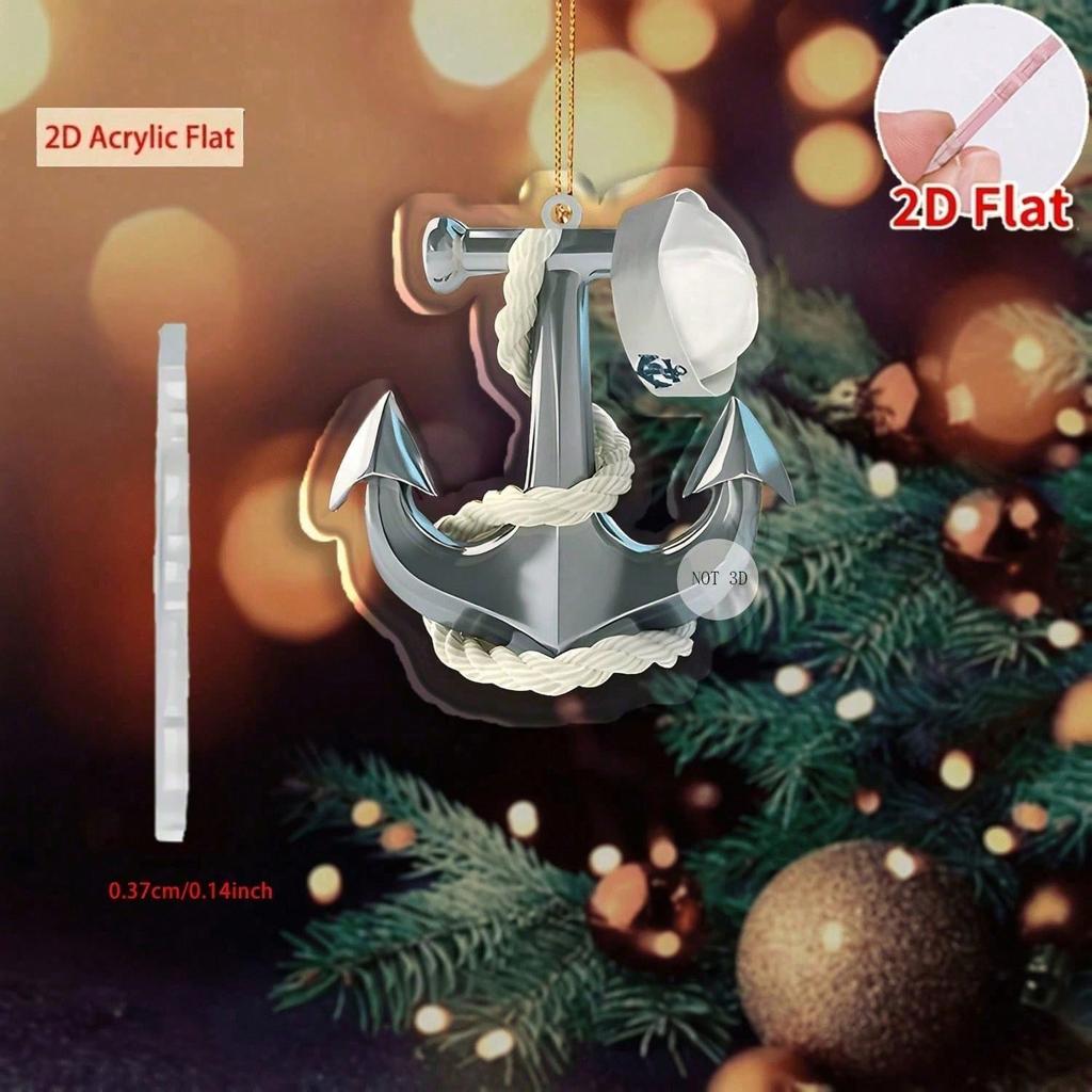 1 Simple Line Anchor Charm - Pre-Bored, Maritime, Versatile | for Vehicle, Bag, Keychain, Nautical, Acrylic Ornament