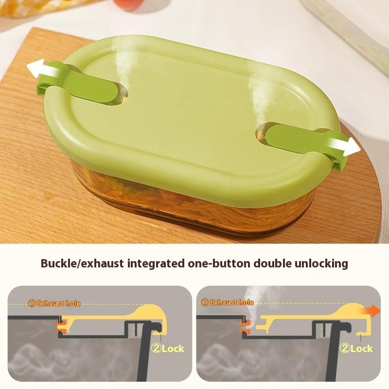 Microwave Glass Lunch Box For Office Workers Separated Heat-Resistant Lunch Box Bowl Sealed And Kept Fresh With Lid