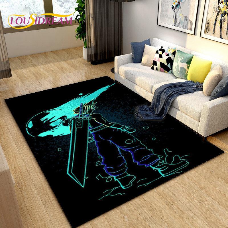 Final Fantasy 3D Printed Game Gamer Area Rug,Carpet Rug for Living Room Bedroom Sofa Doormat Decoration, Kids Non-slip Floor Mat