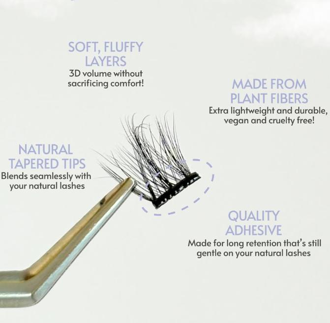 No Glue Needed Self Adhesive Press-On DIY Cluster Lashes Apply Directly Private Label Korean PBT Fiber Ultra Light Eyelashes