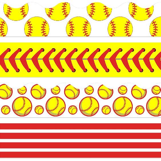 Whaline 69 Ft Soccer Ball Bulletin Board Borders Black White Sport Self-Adhesive Border Trim Scalloped Border Sticker Decals for Home Classroom Party