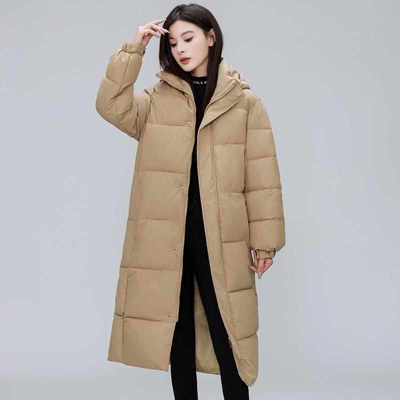 

Large quilt, thickened cotton-padded clothes, women s long over-knee large-size cotton-padded clothes, fashionable cotton-padded jackets, loose coats. XXL хаки