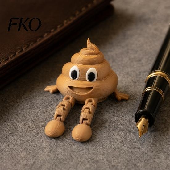 Funny Poop Desk Decor 3D Printed Figurines with Articulated Legs, Cute Shelf Sitter Weird Novelty Collectible Statues, Movable Joints Fidgety Toy for