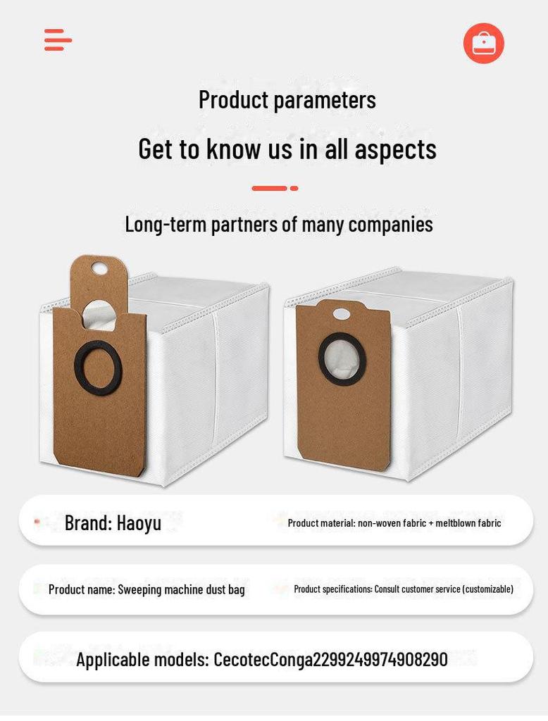 Compatible Dust Bag for Cecotec Conga 2299, 2499, 7490, 8290 Vacuum Cleaners