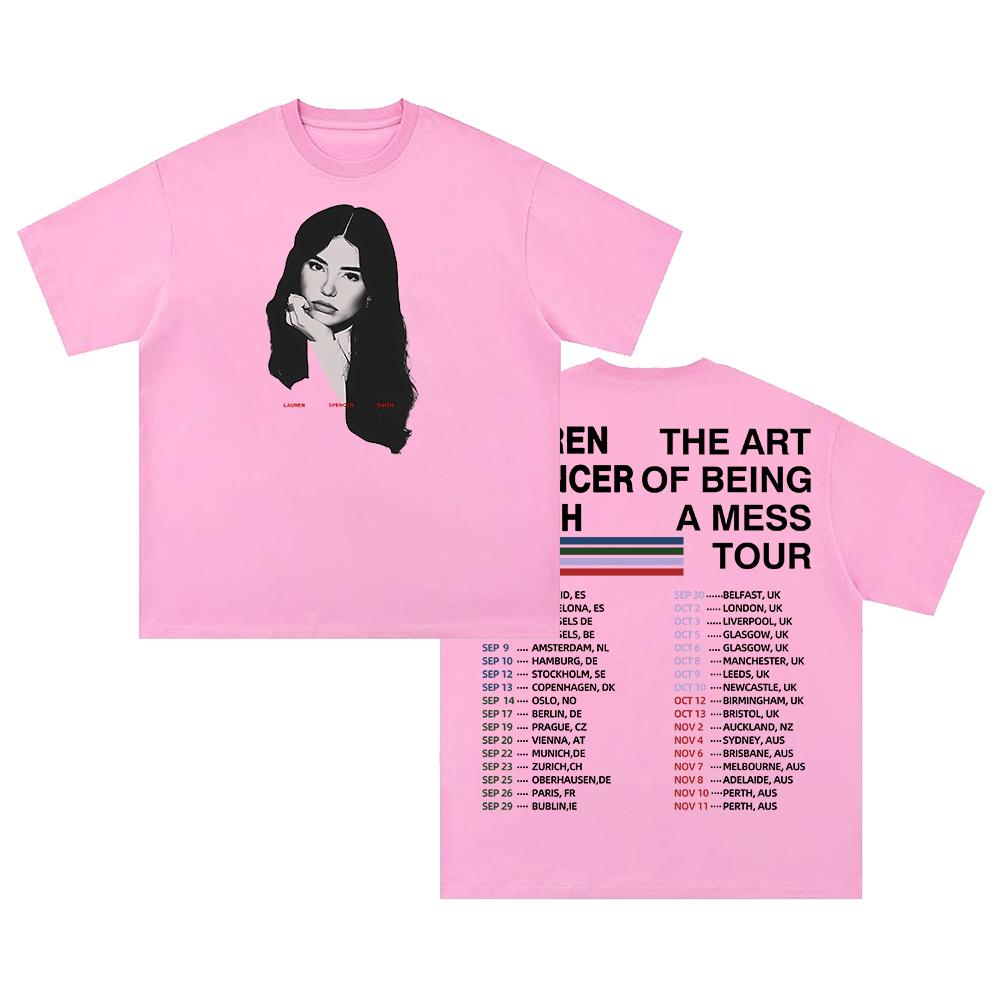 GF Lauren Spencer Smith The Art Of Being A Mess Tour TShirt Crewneck Short Sleeve Cotton Tee for Men Women Streetwear Tops