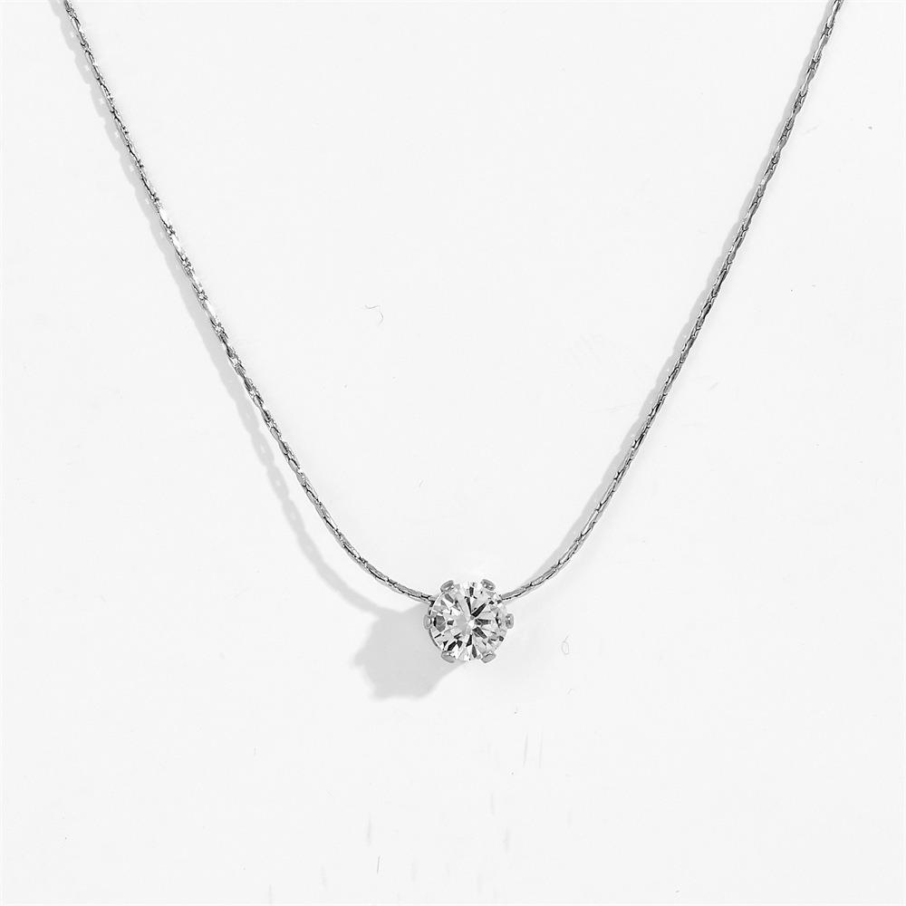 New Titanium Steel Zirconia Necklace Simple Exquisite Pendant Necklace Waterproof Chain Necklace for Woman