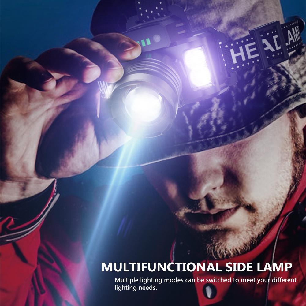 High Power Headlamp USB Rechargeable Wave Sensors Headlight Built in Battery Long Range LED Head Lamp For Hiking Camping Fishing
