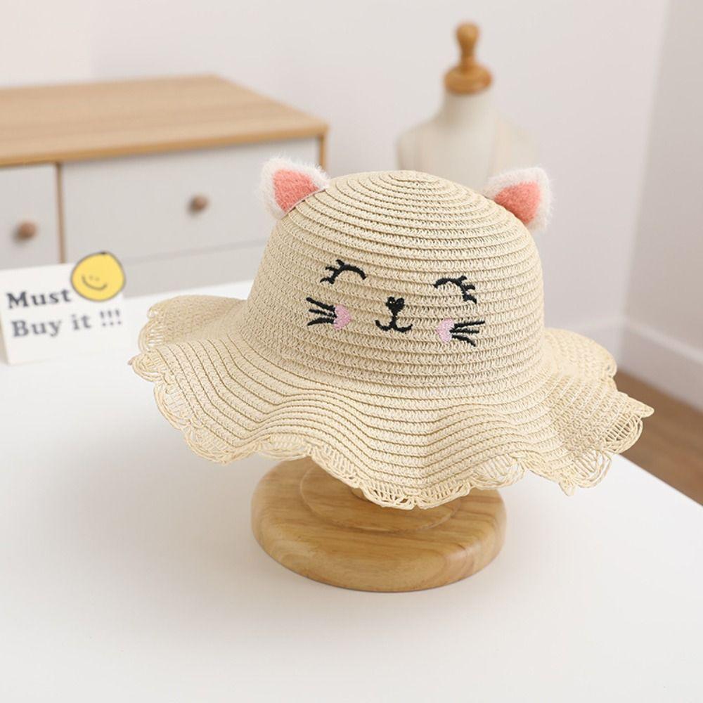 Multiple Colors Girls Sun Hat Cute Cat Children Sun Hat Fashion Fisherman Hat  Summer