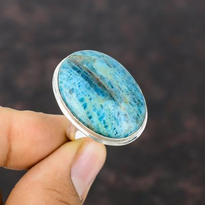 Neon Apatite Ring Gemstone Jewelry 925 Sterling Silver Ring Adjustable Ring Neon Apatite Jewelry  Statement Ring Gift For Her Handmade Rings