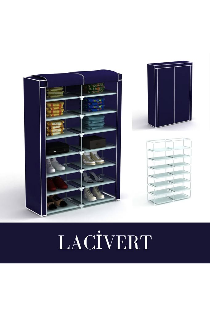 

senmasy Многоцелевой тканевый шкаф с двумя отделениями и полкой для обуви