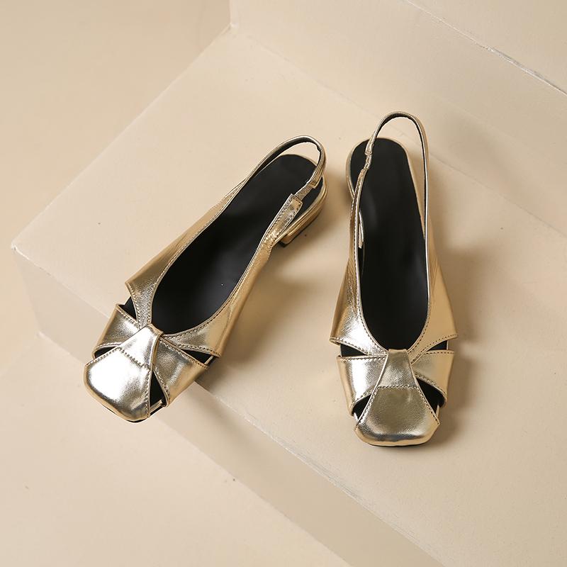 

Модные Новые Летние Женские Балетки Серебристые Туфли-лодочки Квадратный Носок Слипоны Балетки для Женщин Удобные С Бантом Женские Сандалии 40 серебряный