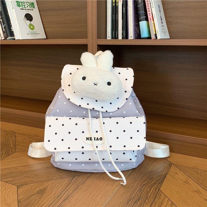 Schoolbag Korean Version Ins Fashion Polka Dot Backpack Women's Two-dimensional Transparent Bar Millet Pain Bag Large Capacity Student Schoolbag