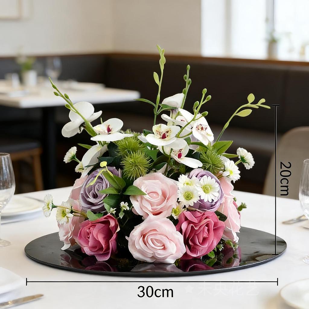 Round Lily Style Table Centerpiece: Artificial Floral Arrangement for Restaurants & Hotels