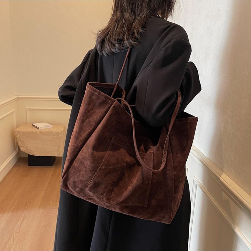 Women's Retro Mallard Velvet Tote Shoulder Bag - New Autumn Winter Fashion Large Capacity Relaxed Underarm Bag