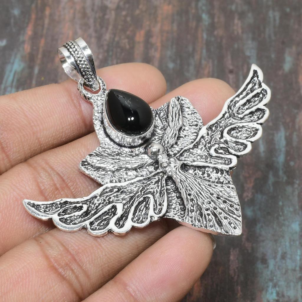Charming Black Onyx Gemstone Handmade 925 Sterling Silver Jewelry Pendant
